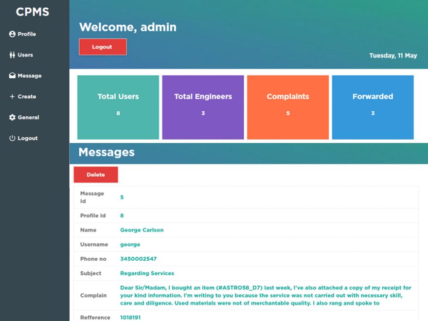 Complaint Management System PHP Thumbnail_CodeAstro