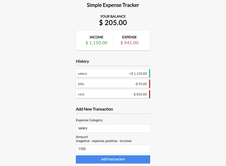 Simple Expense Tracker Application in ReactJS with Source Code - CodeAstro