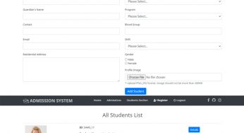 Student Admission Management System in PHP CodeIgniter with Source Code