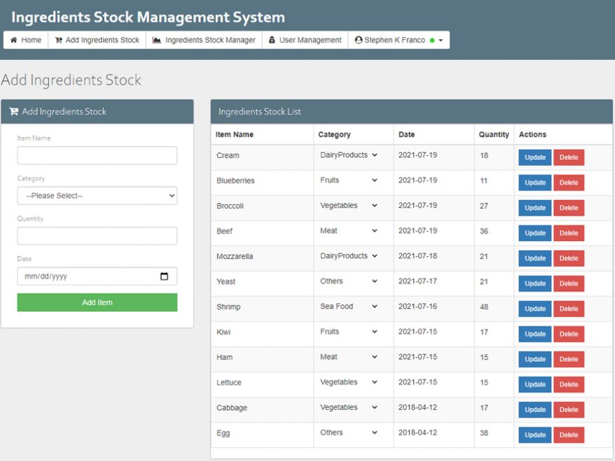 Ingredients Stock Management System PHP Thumbnail_CodeAstro