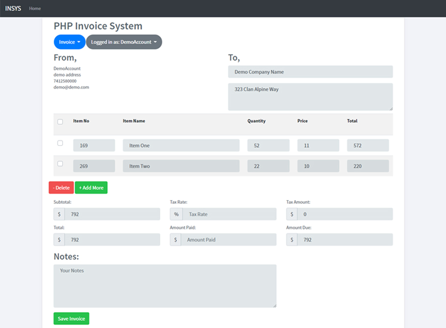 Simple Invoice System in PHP with Source Code - CodeAstro