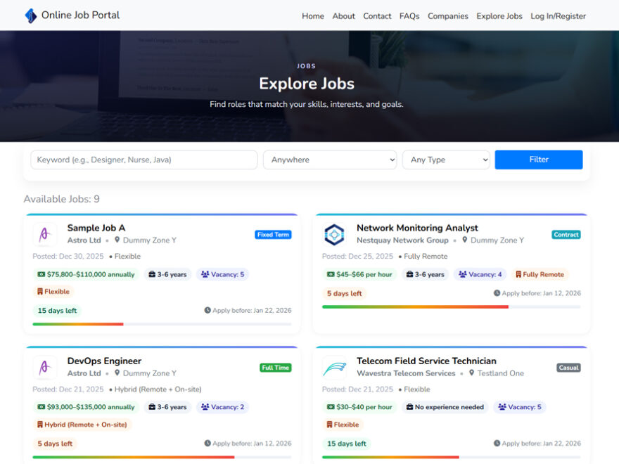 Online Job Portal Project in PHP MySQL with Source Code