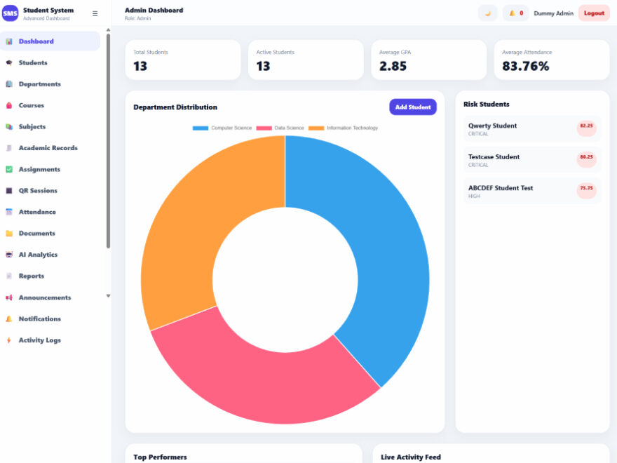Student Management System Django Dashboard